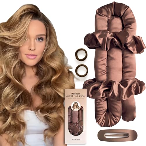 BLINKEEN Jumbo Heatless Hair Curler Set - Satin Overnight Curling Rod