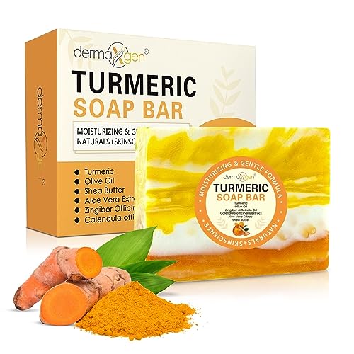 DERMAXGEN Organic Turmeric Soap Bar 7 oz – Turmeric Face & Body Soap (Pack of 1, 1 Ounce variant available)