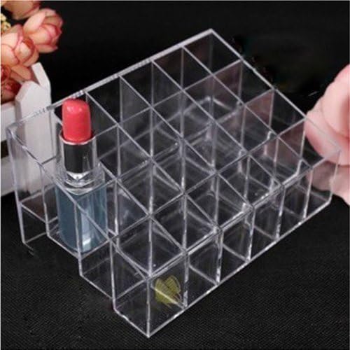 Onwon 5.75x3.75x1.75 Inch Transparent Cosmetic Organizer with 24 Lipstick Slots