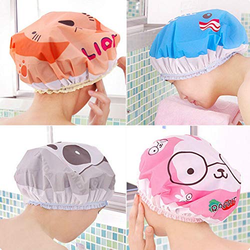 Reusable Waterproof Shower Caps Set for Women & Family - 5 Pack