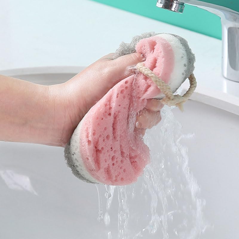 Heideryafei 2pcs Triple Layer Exfoliating Bath Sponge Set