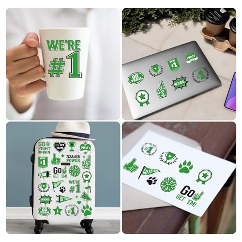 Glitter Green Team Spirit Temporary Tattoo Stickers - 180 Pcs