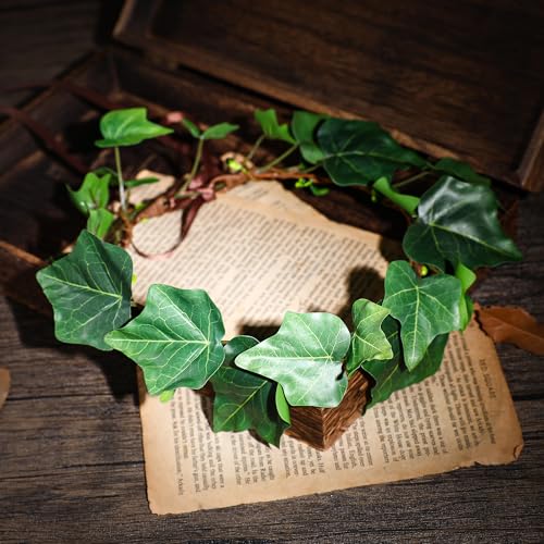 MOSTORY Green-Bronze Woodland Flower Crown Headband - Fairy Headpiece for Renaissance Costume Halloween Cosplay
