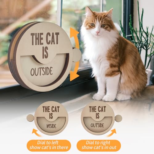 Cat In & Out Reminder Sign - Wood Pet Decor for Cat Lovers