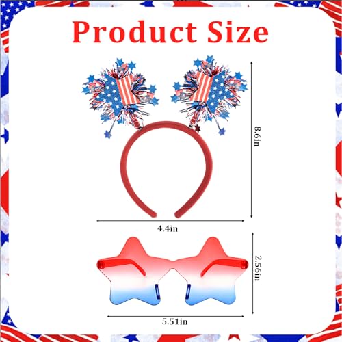 ANBALA 4th of July Accessories Set - Patriotic Headbands & Sunglasses