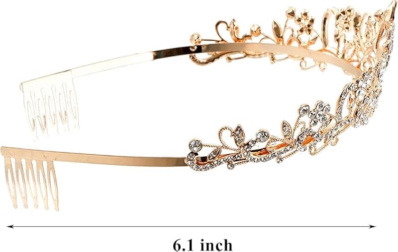 Yopay 6 Pack Gold Crystal Tiara Crowns for Women & Girls