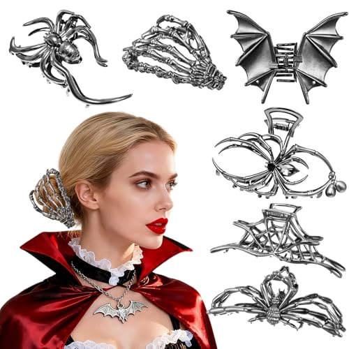 Gothic Metal Spider Claw Hair Clips Set - Spooky Halloween Hair Accessories for Women & Girls