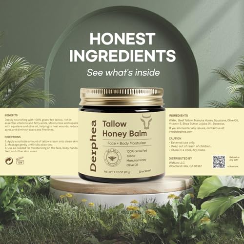 Tallow Honey Balm for Aging Skin - 2.12 oz Crepey Skin Repair Cream