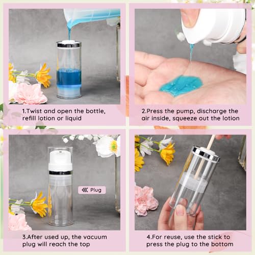 Segbeauty 3.38oz Airless Pump Cosmetic Travel Bottles - 3 Pack