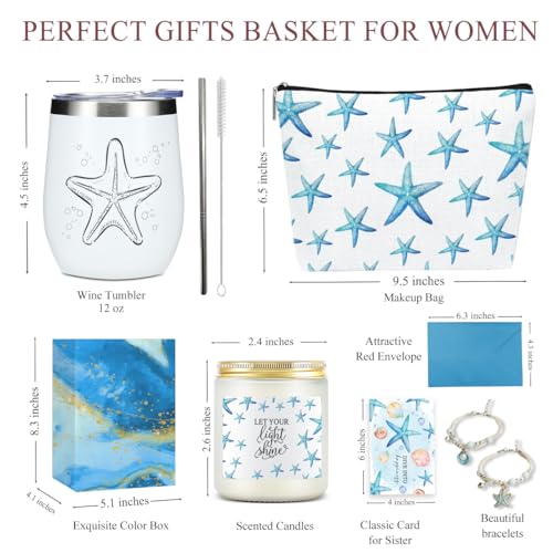 Starfish Ocean Gift Set for Women - 6-Piece Beach Themed Birthday Gift Box