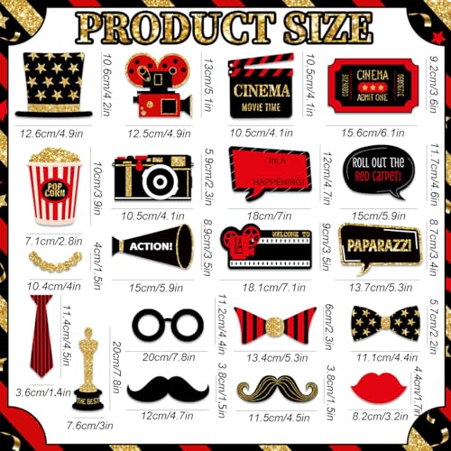 Hollywood Movie Night Party Decorations - 21 Photo Booth Props