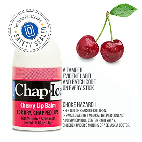 Chap-Ice Cherry Mini Lip Balm – 12-Count Pack with Vitamin E