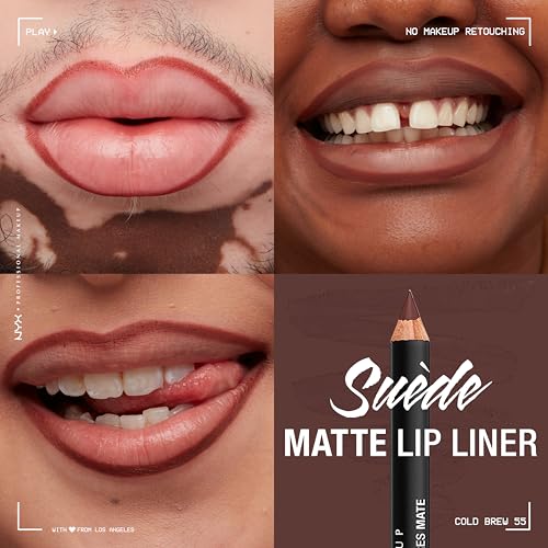NYX Suede Matte Lip Liner - Cold Brew (Brown) - 0.04oz (Pack of 2)