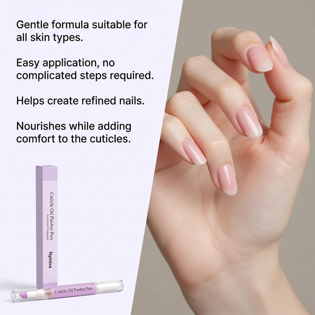 Cuticle Oil Pusher Pen - 2-in-1 Ceramic Nail Care Tool for Dry & Damaged Nails | Moisturize & Strengthen (1 Pc)