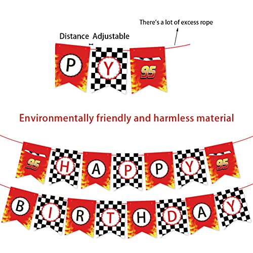 Race Car Birthday Banner - Checkered Flag Party Decoration