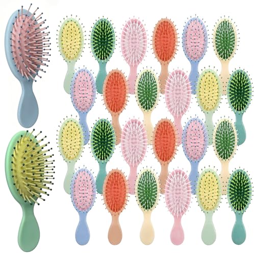 24 Pcs Mini Wet Hair Brush Set Travel Detangling Combs Multicolor