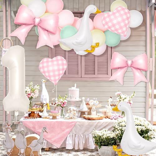 Silly Goose 1st Birthday Foil Balloon Set - 7 Pcs with Number 1