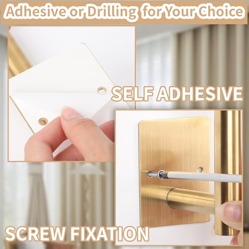 OCIOLI No Drill Curtain Holdbacks - 2 Pack Gold Metal Tiebacks