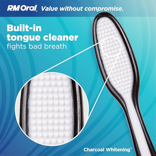RM Oral Charcoal Whitening Toothbrush - 4 Count Soft Bristles