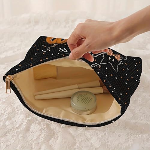 Cute Halloween Makeup Bag for Women, Small Kawaii Cosmetic Pouch with Zipper