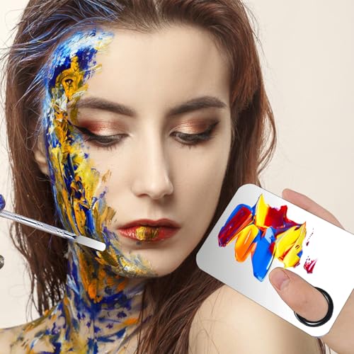 Stainless Steel Makeup Mixing Palette Set - 2 Sizes with Spatula