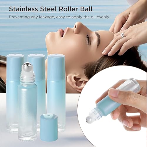 SESENSE 10ml Essential Oil Roller Bottles - 4 Pack, Leak-Proof Glass with Stainless Steel Balls