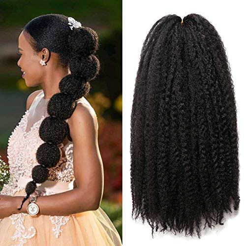 BAISAI 18 Inch Marley Twist Braiding Hair 1B# - Afro Kinky Crochet Extensions