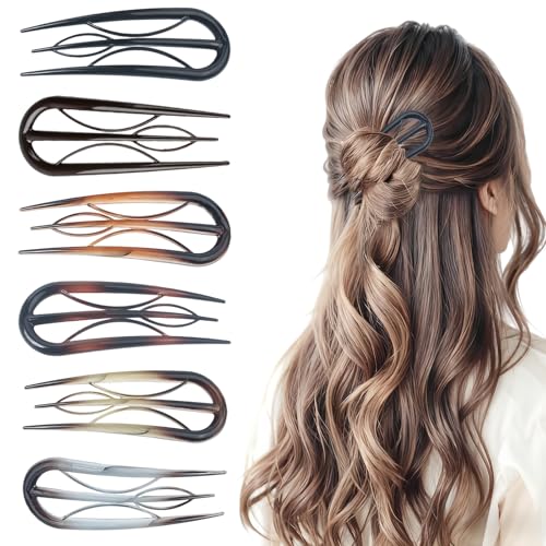 6PCS U Shaped Hair Pins for Women - Secure Hold Bun Twist Accessories