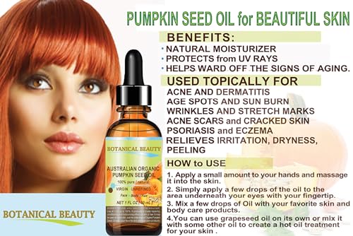 Botanical Beauty Organic Pumpkin Seed Oil 2oz - Pure Cold Pressed Face & Skin Moisturizer