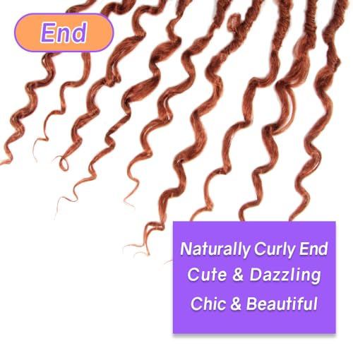 Butterfly Locs Crochet Hair 14 Inch - Curly End Faux Locs 350# (Ginger Red) - Pack of 6
