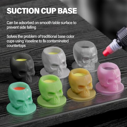 OZER Skull Silicone Tattoo Ink Cups - 200pcs Disposable Pigment Caps