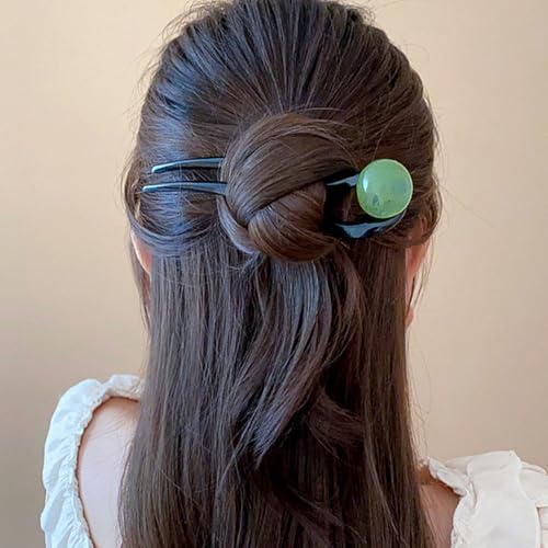 U-Shaped French Hair Pins with Pearls – 4-Piece Acetate Hair Fork Set