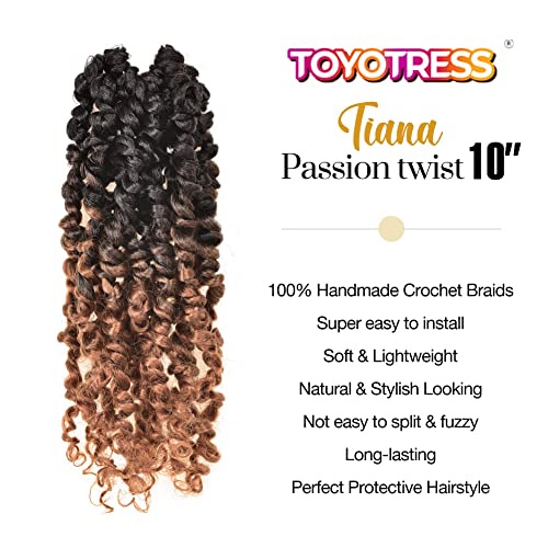 ToyoTress Tiana 10 Inch Passion Twist Crochet Braids - Ombre Brown