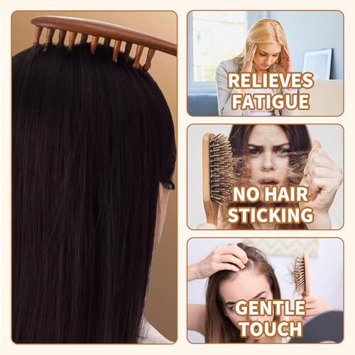 KURTOPLLY Wooden Dreadlock Comb & Scalp Massager - Natural Sandalwood Wide Tooth Brush for Hair & Scalp Care (2 pcs)