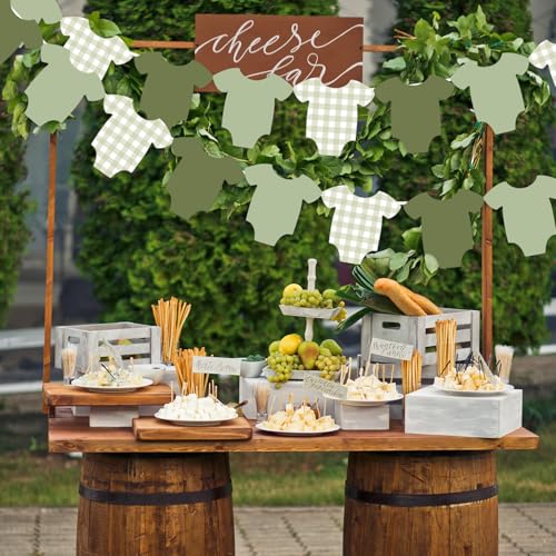 Sage Green Baby Shower Garland Decorations - 18 pcs Paper Banner