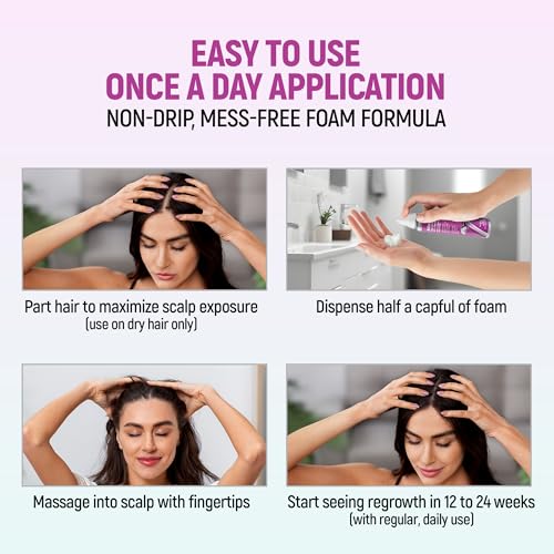 Minoxidil for Women, 2.11 Oz (2 Months Supply) Clinically Proven to Regrow Hair, Topical Aerosol Foam 5%, Hair Thinning Treatment