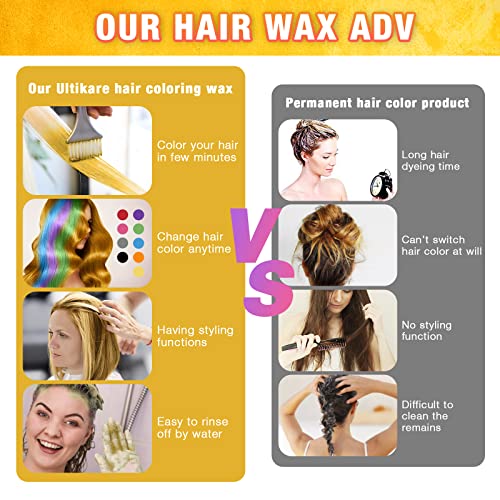 Ultikare Blonde Hair Wax Color - Temporary Hair Dye & Styling Gel for Color-Treated Hair, 3.4 Fl Oz