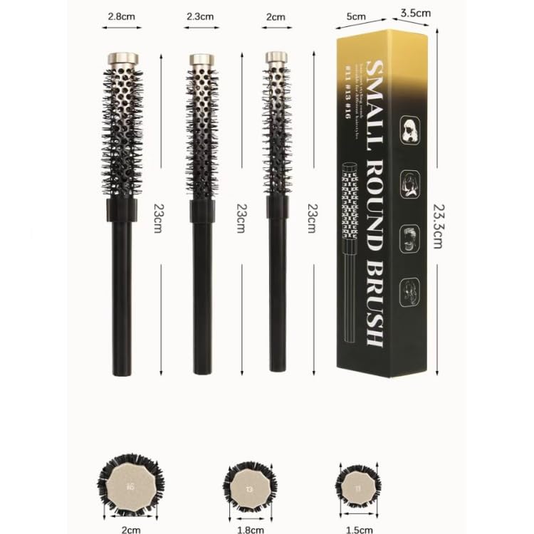 TIENQI 3-Piece Small Round Brush Set for Short Hair and Bangs