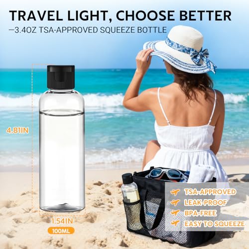 5 Pack TSA-Approved 3.4 oz Travel Bottles - Leak-Proof Containers