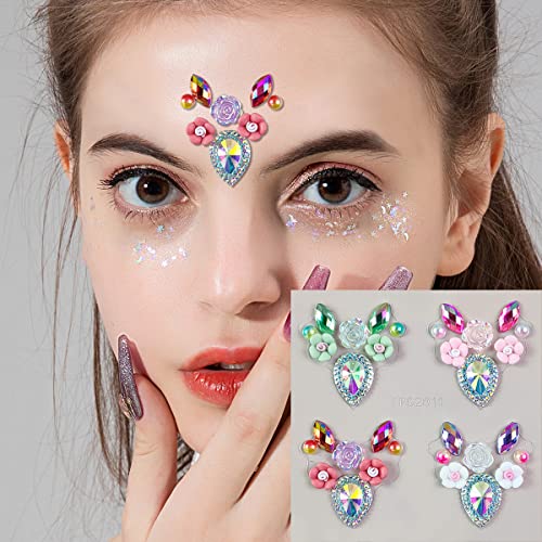 RUSTAMM Rainbow Rhinestone Tattoo Stickers for Face & Body