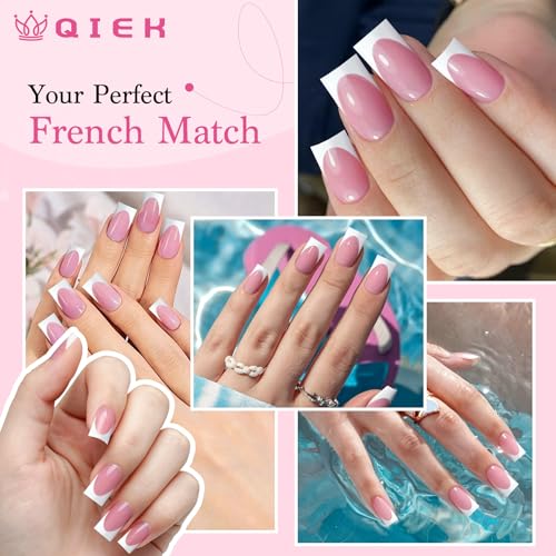150 Pcs Deep Pink French Tip Press On Nails - Short Square