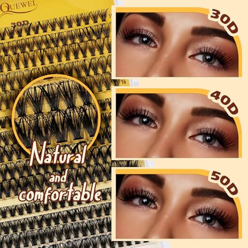 QUEWEL DIY Lash Extension Kit - 280pcs 30D+40D+50D Clusters, 12-18mm