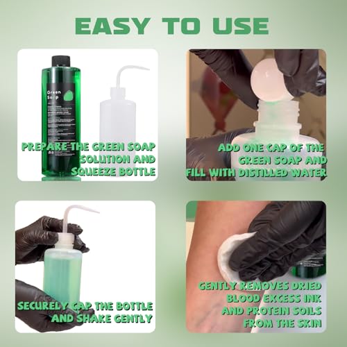 TONBAO Green Tattoo Soap Cleaner Kit 8.5oz (8.5 oz bottle included) – Ultra-Concentrated, 1:9 Dilution