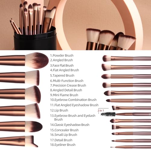 BS-MALL 18 PCS C-Brown Makeup Brush Set for Flawless Application