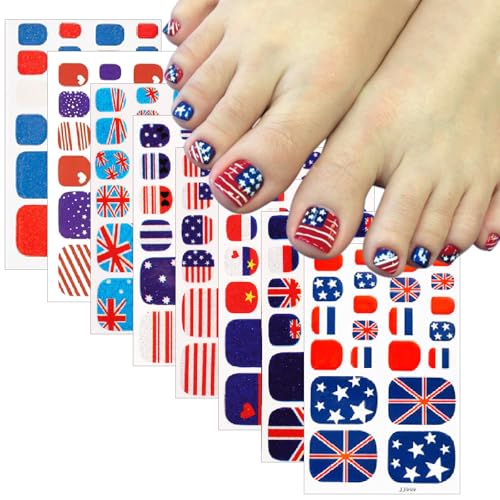 Patriotic 4th of July Toenail Wraps - 8 Self-Adhesive Designs