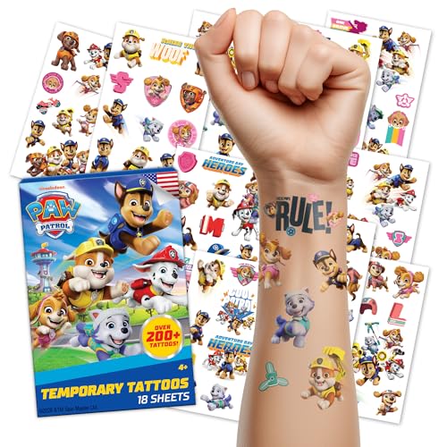 Paw Patrol Temporary Tattoos for Kids - 50 Count Party Favors Kit