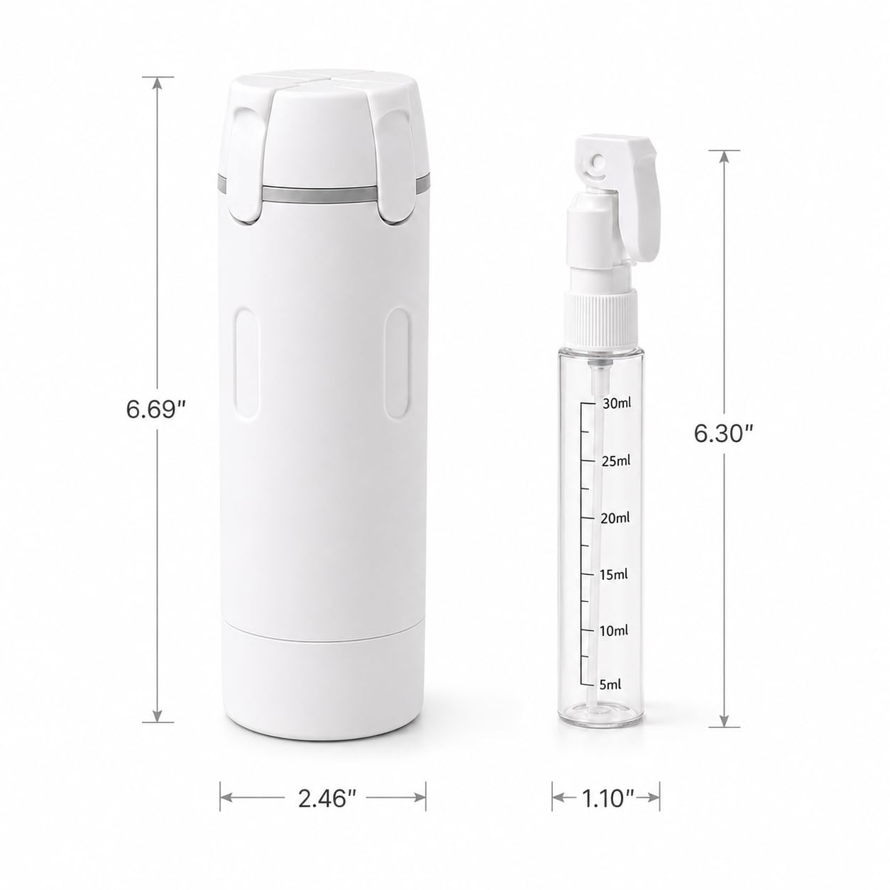 DIKJAK 4-in-1 Detachable Travel Dispenser Bottles Set Foldable Pump Leak-Proof, Carry-On Compliant 30ml/1OZ Refillable Containers for Shampoo Lotion Body Wash with Protective Case