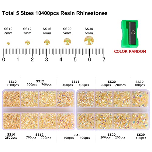 QPRETTY DU Beige AB Rhinestones 10400PCS Flatback Resin Crystals for Nails & Crafts