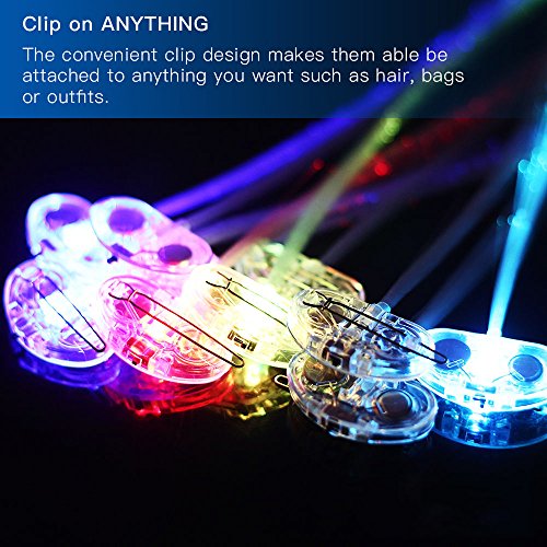 24Pcs LED Hair Extensions with Clip - Color Changing Fiber Optic Clips for Parties