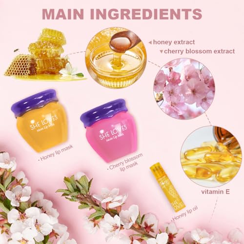 SHE LOVES Lip Mask 10g - Honey & Sakura Night & Day Repair, Reduces Lip Lines